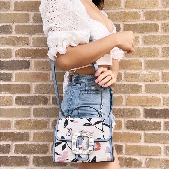 kate spade | Bags | Kate Spade Lovitt Buckle Floral Jacquard Canvas Top Handle Bag Crossbody 